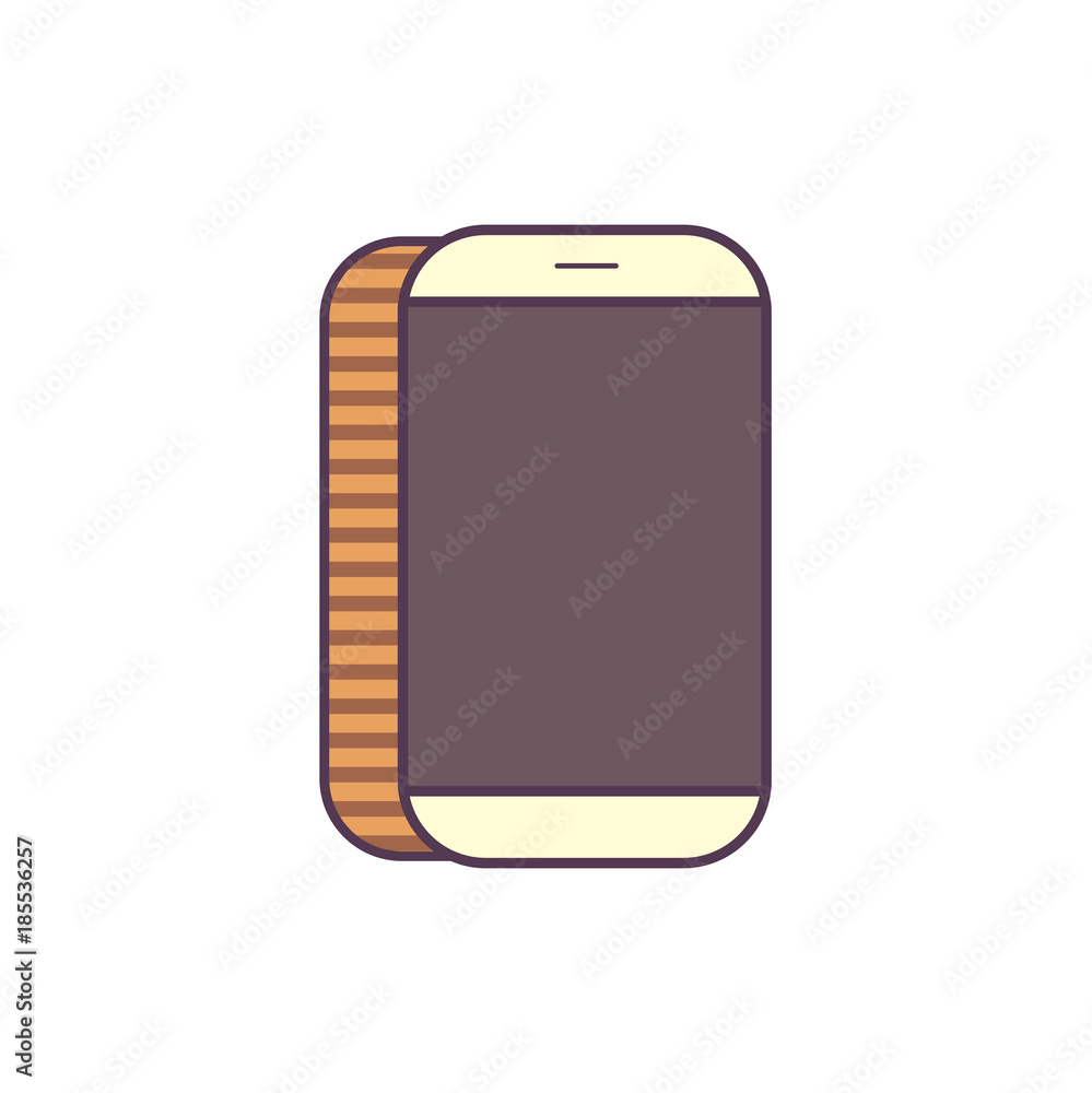 Line icon white mobile phone isolated illustration Line icon white mobile phone isolated illustration