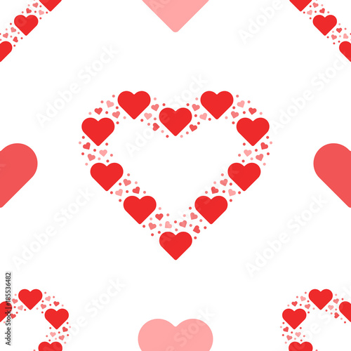 Seamless pattern outline heart made from small hearts valentines day i love you romantic