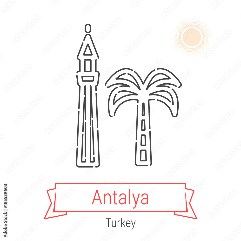 Antalya, Turkey Vector Line Icon Antalya, Turkey Vector Line Icon