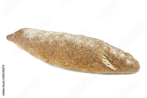 Freshly made baguette from wheat flour isolated on white background. Healthy eating.