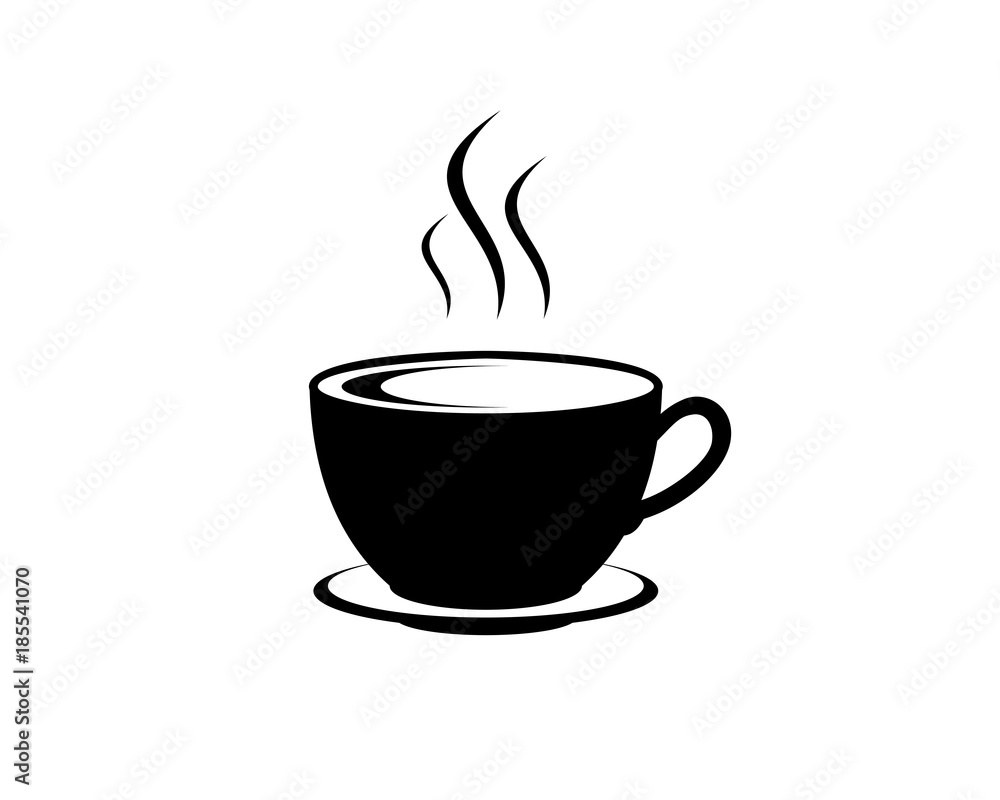 Vector Black Coffee Cup for Cafe or Restaurant Illustration Logo Symbol