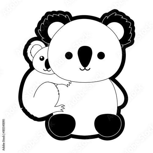 mother and baby koala vector illustration