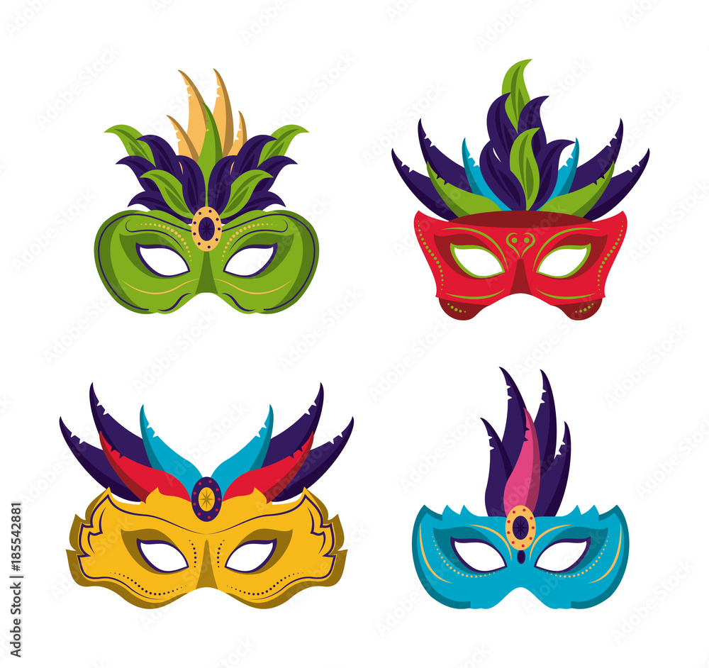 Mardi gras masks icons icon vector illustration graphic design
