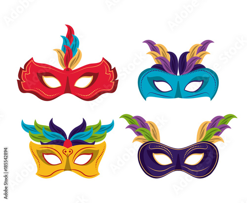 Mardi gras masks icons icon vector illustration graphic design