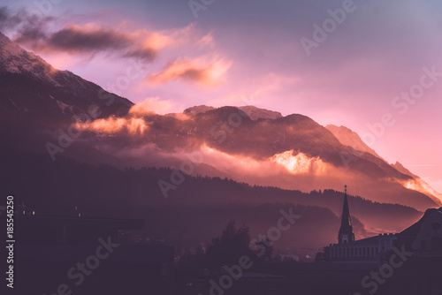 Innsbruck Sunrise with Church Cross