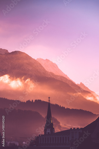 Innsbruck Sunrise with Church Cross © garciajnc316