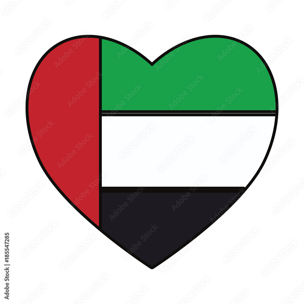 United Arab Emirates Heart shape flag United Arab Emirates Heart shape flag