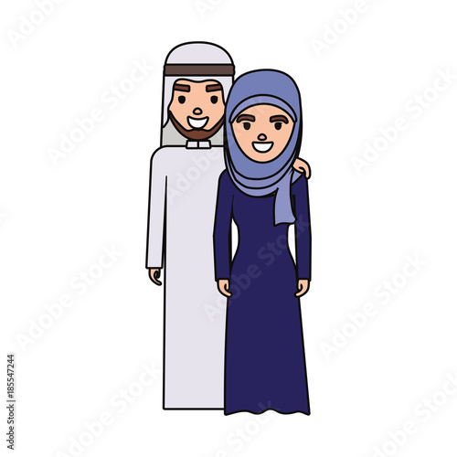 Cute arab couple cartoon