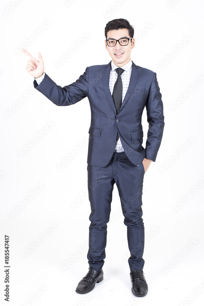 Asian Businessman standing on White Background with Success feeling, Business Success Concept, isolated on white background. Asian Businessman standing on White Background with Success feeling, Business Success Concept, isolated on white background.