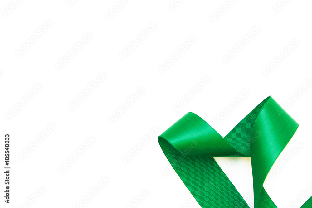 Green satin ribbon isolated on white background Green satin ribbon isolated on white background