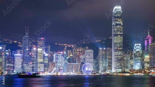 Time lapse Cityscape night view of HongKong Skyline and Victoria Habour 