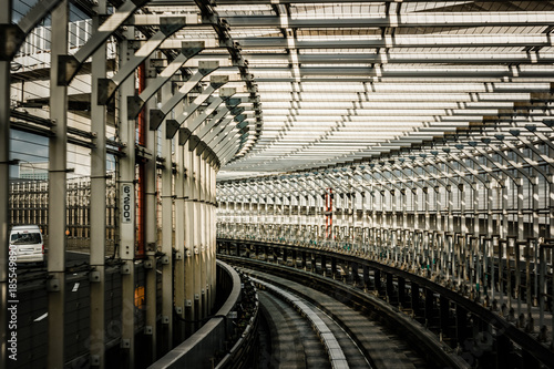 Photography Tunnel railroad  at rainbow bridge Tokyo.