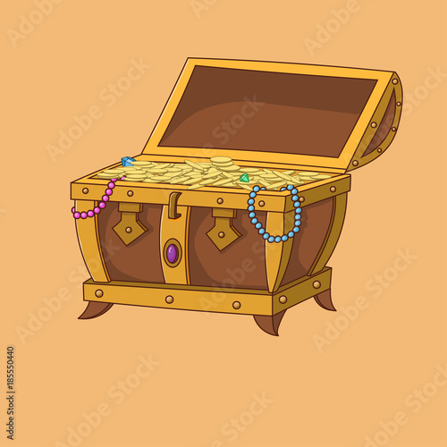 Illustration of open treasure chest full of gold