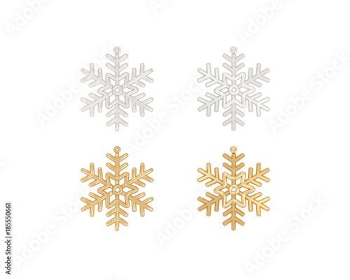 Isolated decorative snowflake for Christmas tree on white background