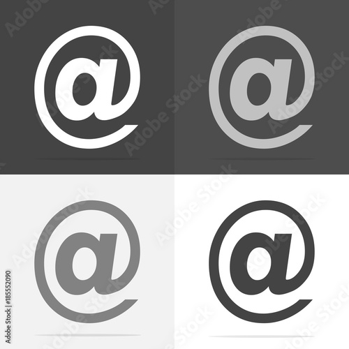 Vector e-mail icon. Flat email icon on white-grey-black color.