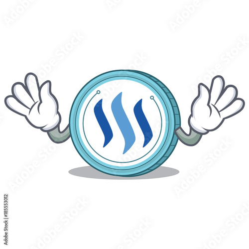 Mocking Steem coin character cartoon