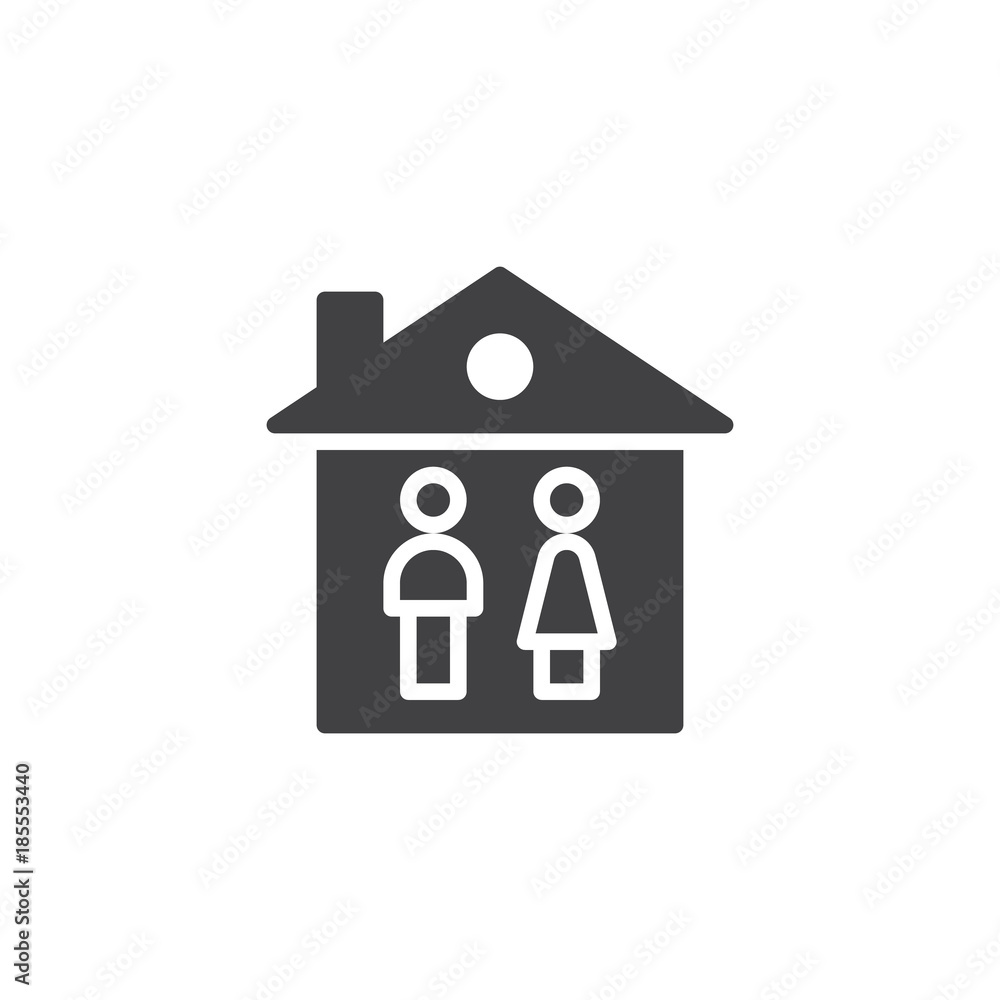 Young couple house icon vector, filled flat sign, solid pictogram isolated on white. Symbol, logo illustration. Young couple house icon vector, filled flat sign, solid pictogram isolated on white. Symbol, logo illustration.