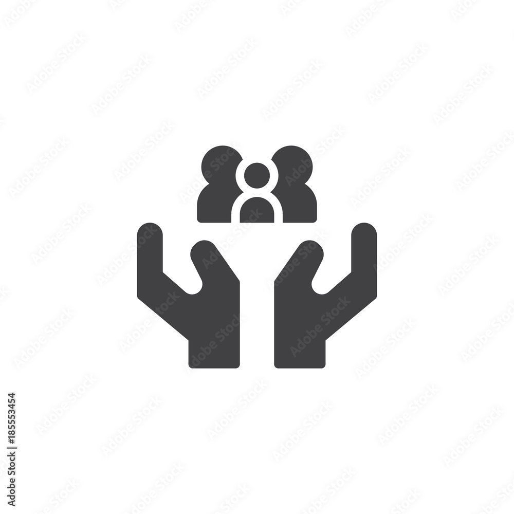 Hands holding family icon vector, filled flat sign, solid pictogram isolated on white. Safe peoples symbol, logo illustration. Hands holding family icon vector, filled flat sign, solid pictogram isolated on white. Safe peoples symbol, logo illustration.