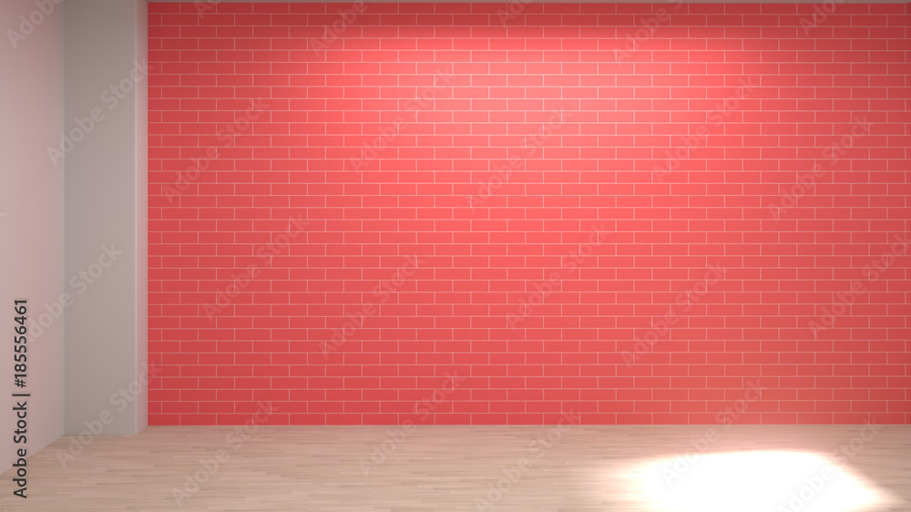 Empty room Red brick wall Loft style 3D rendering room is empty waiting for the interior design clean Wooden floor picture for copy space Empty room Red brick wall Loft style 3D rendering room is empty waiting for the interior design clean Wooden floor picture for copy space