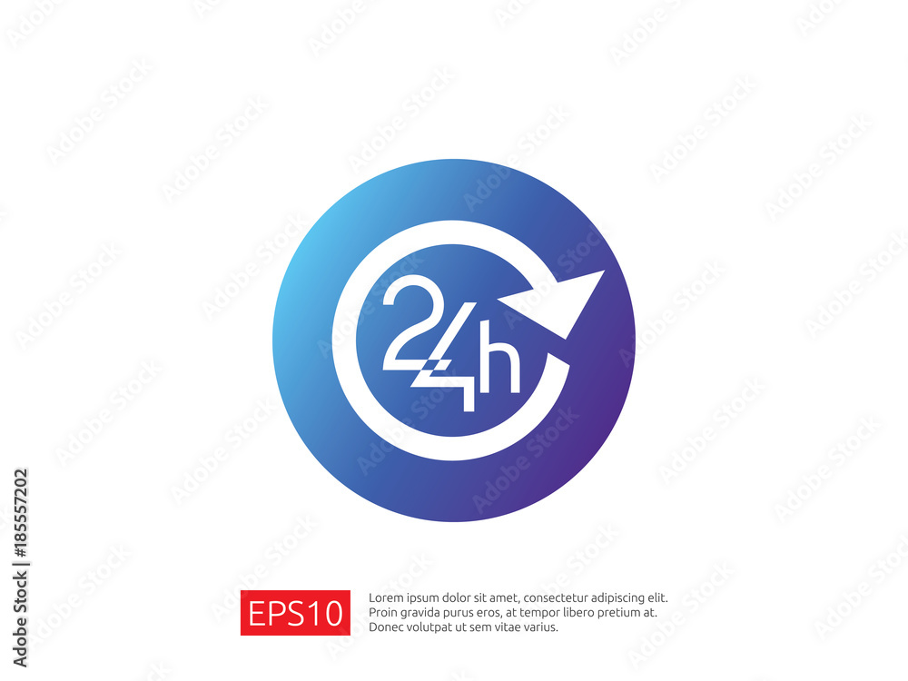 open 24 hours a day icon sign. isolated around circle symbol logo. open 24 hours a day icon sign. isolated around circle symbol logo.