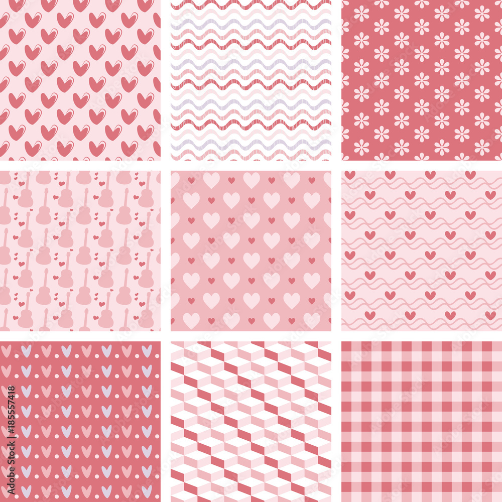 set of 9 sweet pink seamless patterns set of 9 sweet pink seamless patterns