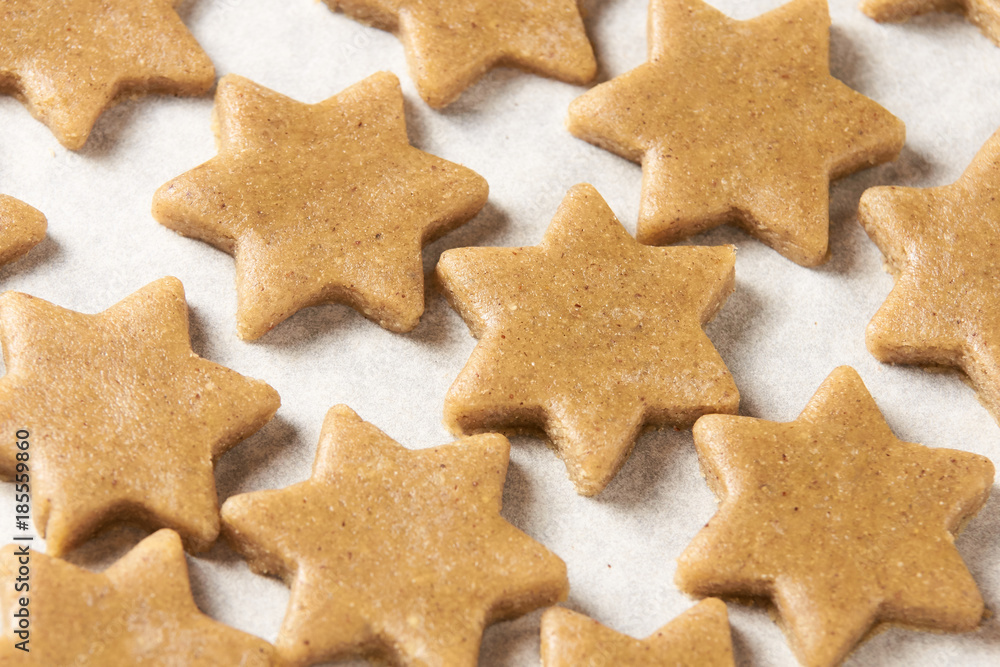 Raw dough. Ginger biscuit star. Cooking Raw dough. Ginger biscuit star. Cooking