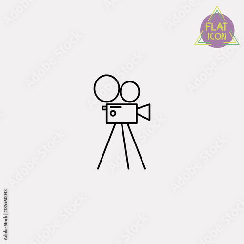 retro video camera line icon