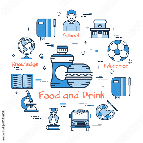 Blue concept with Food and Drink Icon