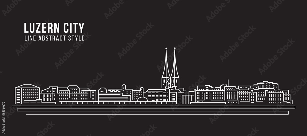 Cityscape Building Line art Vector Illustration design - Luzern city