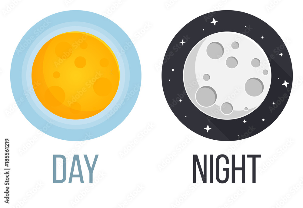 Tag und Nacht Sonne und Mond Flat Design Icon