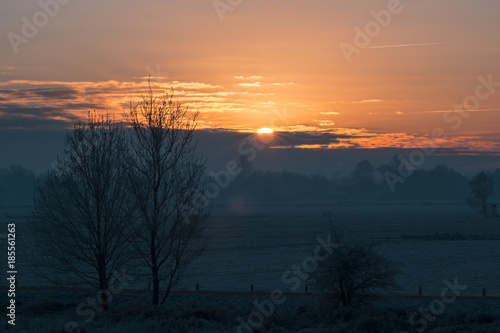 Winter im Teufelsmoor bei Sonnenaufgang photo