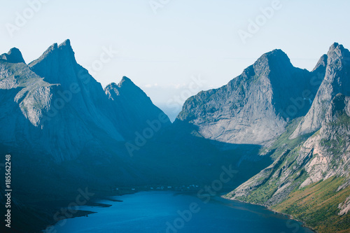 Mountain peaks norway fjord 