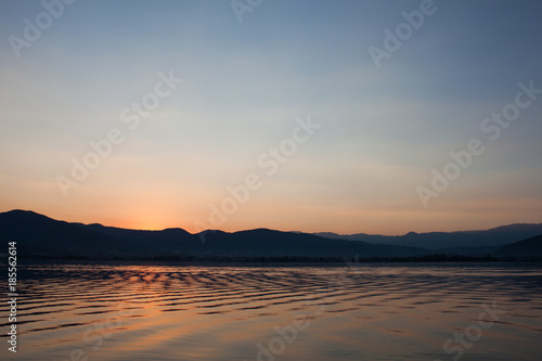 View of beautiful sunrise over the mountain