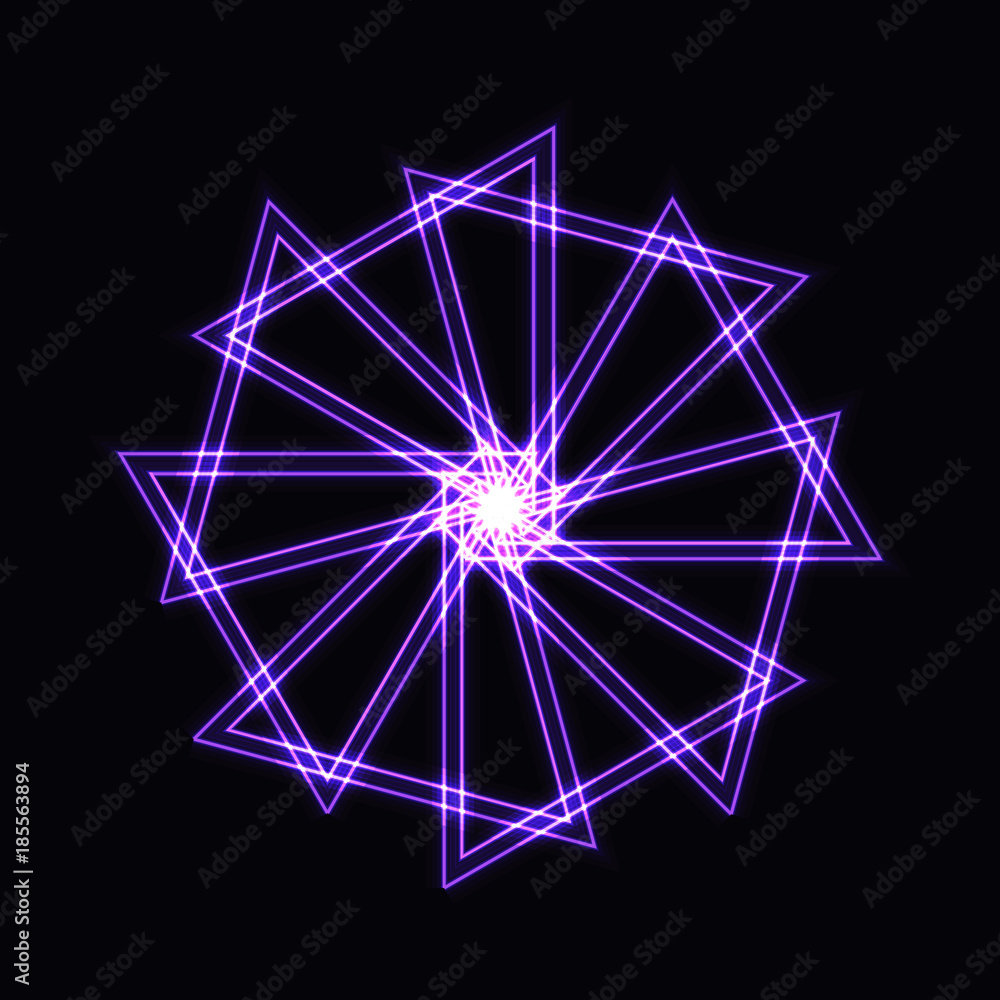 Abstract purple neon shape, futuristic wavy fractal of star Abstract purple neon shape, futuristic wavy fractal of star