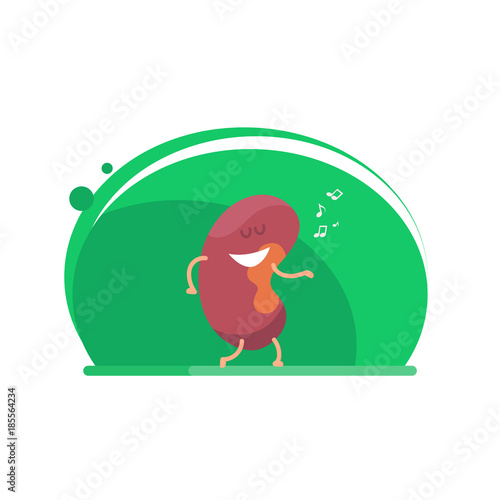 Kidney dances. Pair of cute and funny healthy human kidney. Kidney Health awareness template