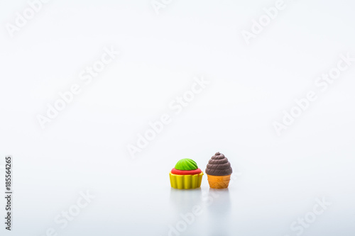 Rubber fast food icon isolated on white background.Concept of fast food. Copy space for text and logo.