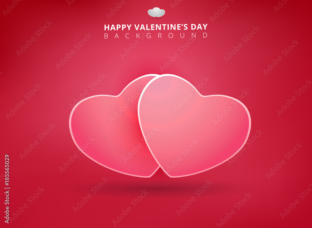 Happy valentines day on pink background with twin hearts. Vector illustration Happy valentines day on pink background with twin hearts. Vector illustration