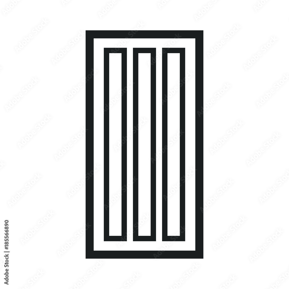 Wooden Closed Front Door Entrance Modern Interior Design. Minimal Flat Line Outline Stroke Icon Illustration