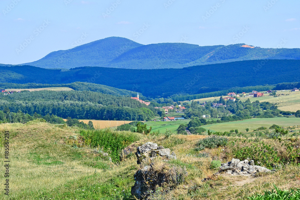 Naklejka premium Village in the valley, Hungary