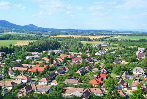 View of a Hungarian village and mountains
