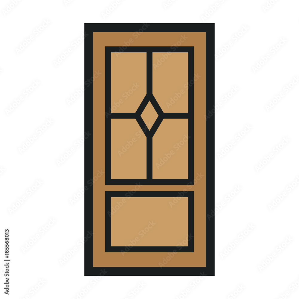 Wooden Closed Front Door Entrance Modern Interior Design. Minimal Color Flat Line Outline Stroke Icon Illustration Wooden Closed Front Door Entrance Modern Interior Design. Minimal Color Flat Line Outline Stroke Icon Illustration