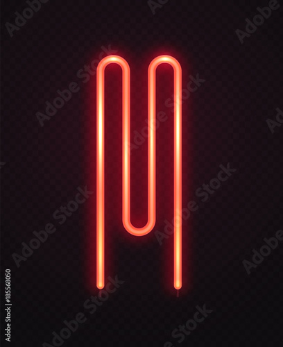 Abstract heater element for washer. Neon red logo on transparent dark background vector illustration