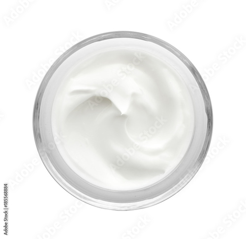 Fotografia Jar with body cream on white background