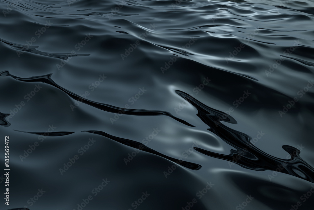 Abstract Dark Water Surface. 3D illustration - obrazy, fototapety, plakaty 