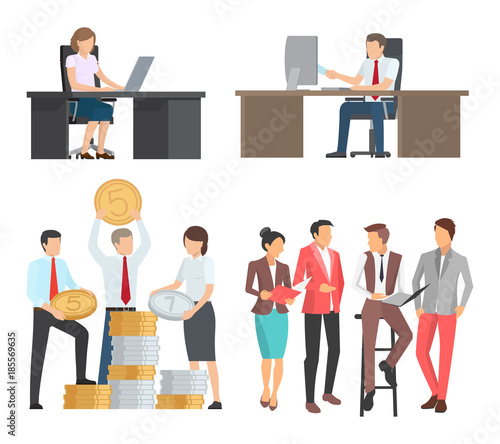 People at Work Collection of Cartoon Illustrations