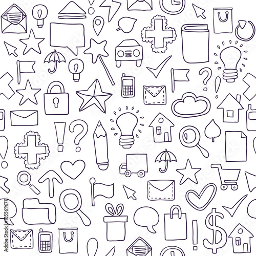 Seamless pattern Icons. Vector illustration. Can be used for textile, website background, book cover, packaging.
