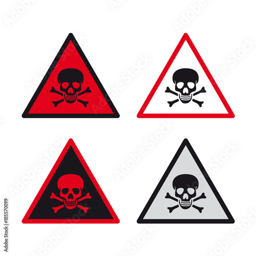 Danger warning caution toxic poison sign set