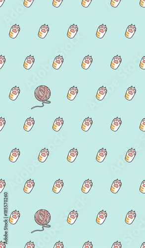  cat paw skein vector seamless pattern