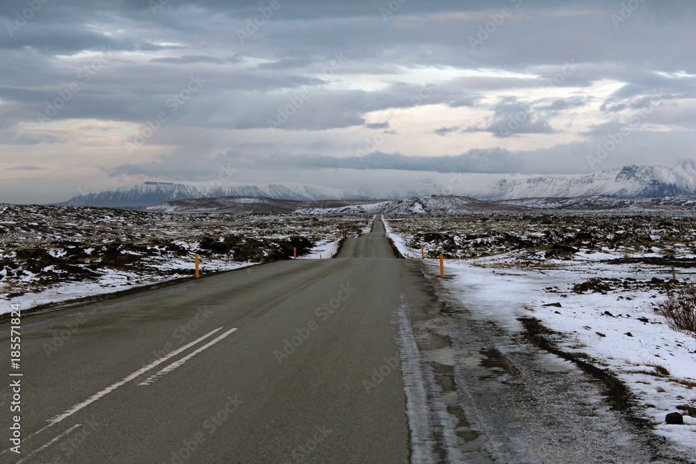 Endless roads in Iceland winter Endless roads in Iceland winter