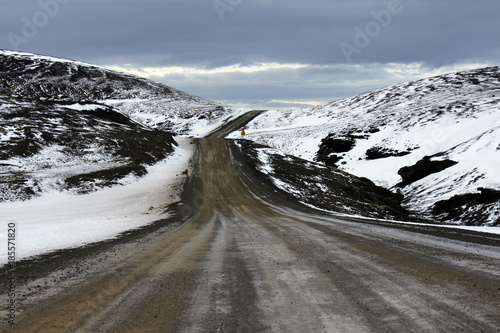 Endless roads in Iceland winter 